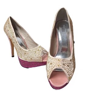 VALENTI FRANCO "CAMILIA-4 OPEN TOE PLATFORM HEELS  SIZE 6.5